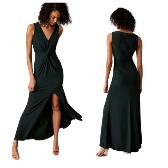 BHLDN Dresses & Skirts - BHLDN Cortine Sleeveless Long Gown Front Slit Dress Forest Green Size 6 NWOT